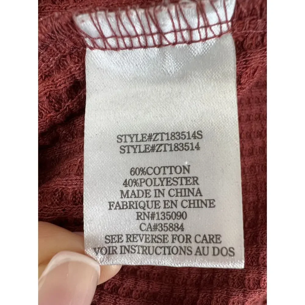 Z Supply Mauve Long Sleeve Waffle Knit Lace-Up Side Cotton Blend Top M NWOT